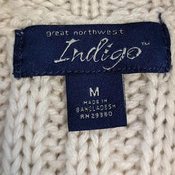 Great Northwest Indigo Cream Open Front Cardigan Size Medium - Picture 4 of 8